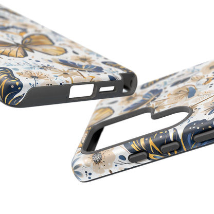Navy & Gold Butterfly Floral Phone Case - Seamless Pattern Design Cover
