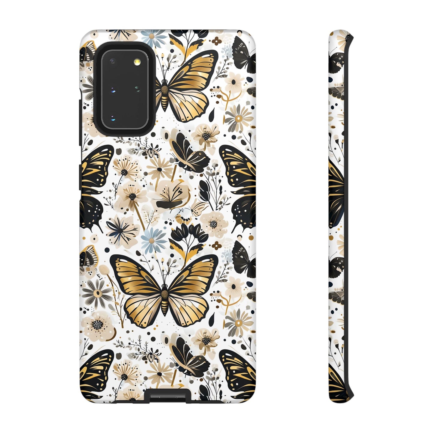 Black & Gold Butterfly Floral Phone Case - Seamless Pattern Design Cover