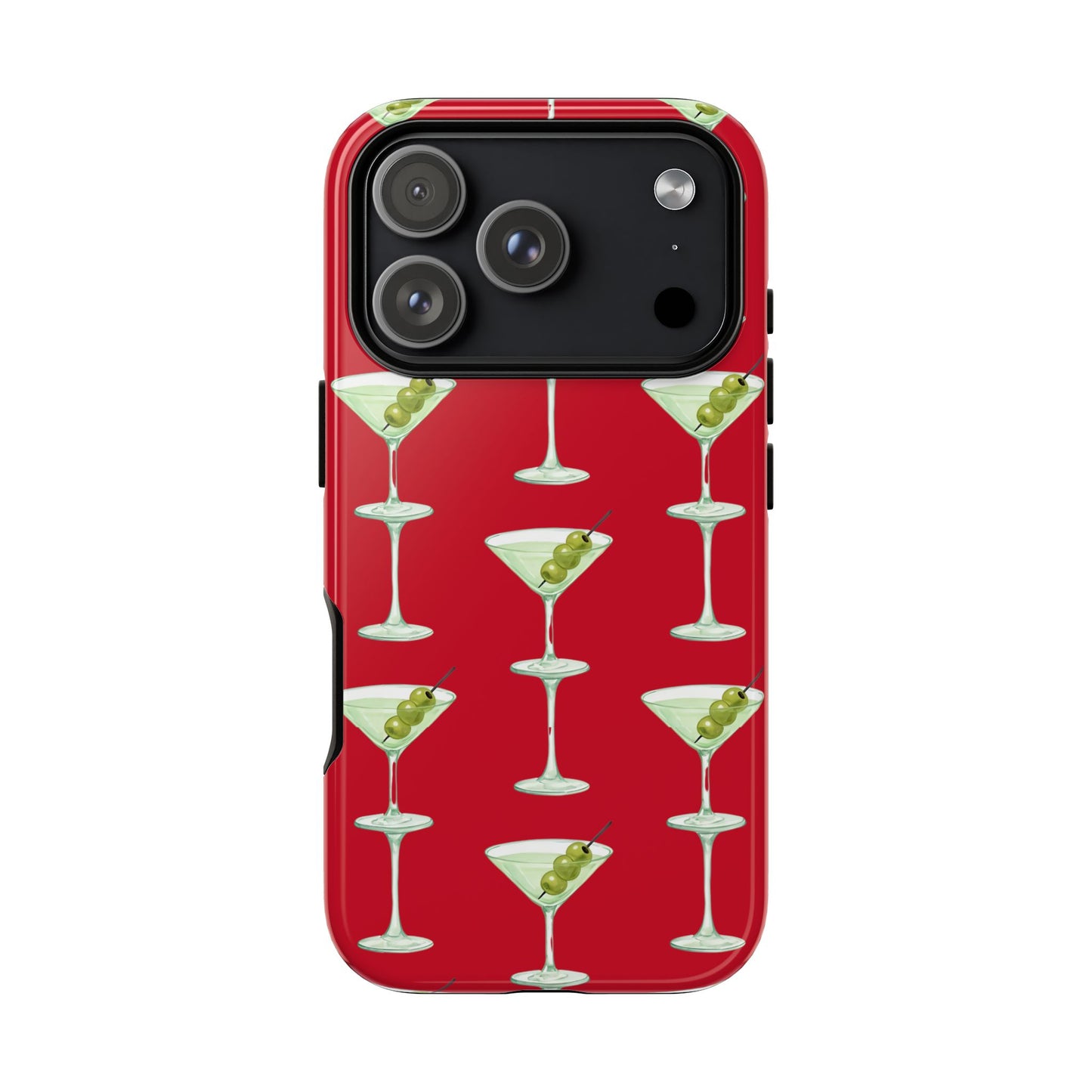Martini Pattern Tough Case — Dark Red Cocktail Phone Cover