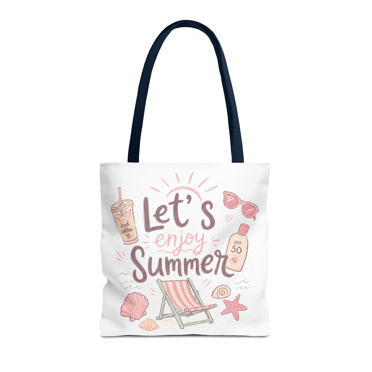 Let's Enjoy Summer Tote Bag — Beach Chair & Seashell Graphic