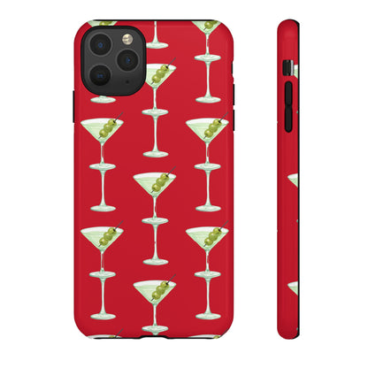 Martini Pattern Tough Case — Dark Red Cocktail Phone Cover