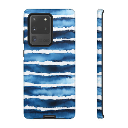 Blue & White Watercolor Stripe Tough Case