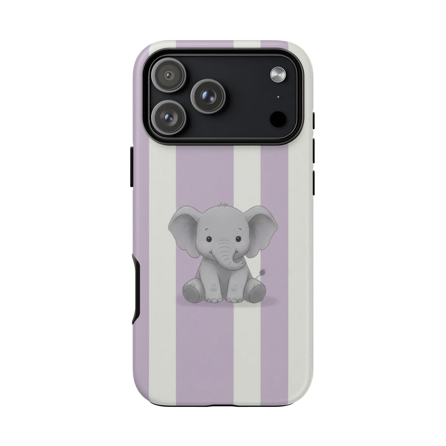 Baby Elephant Phone Case — Soft Purple Striped Protective Design Cover