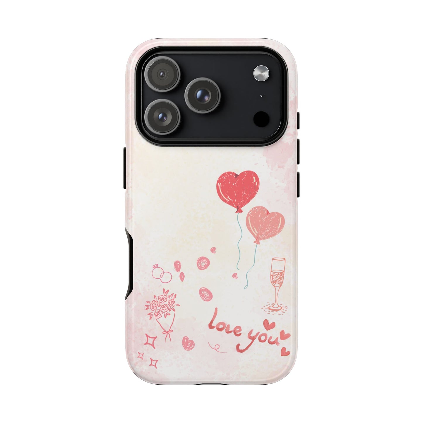 Valentine Heart Balloons Phone Case — "Love You" Romantic Protective Design Cover