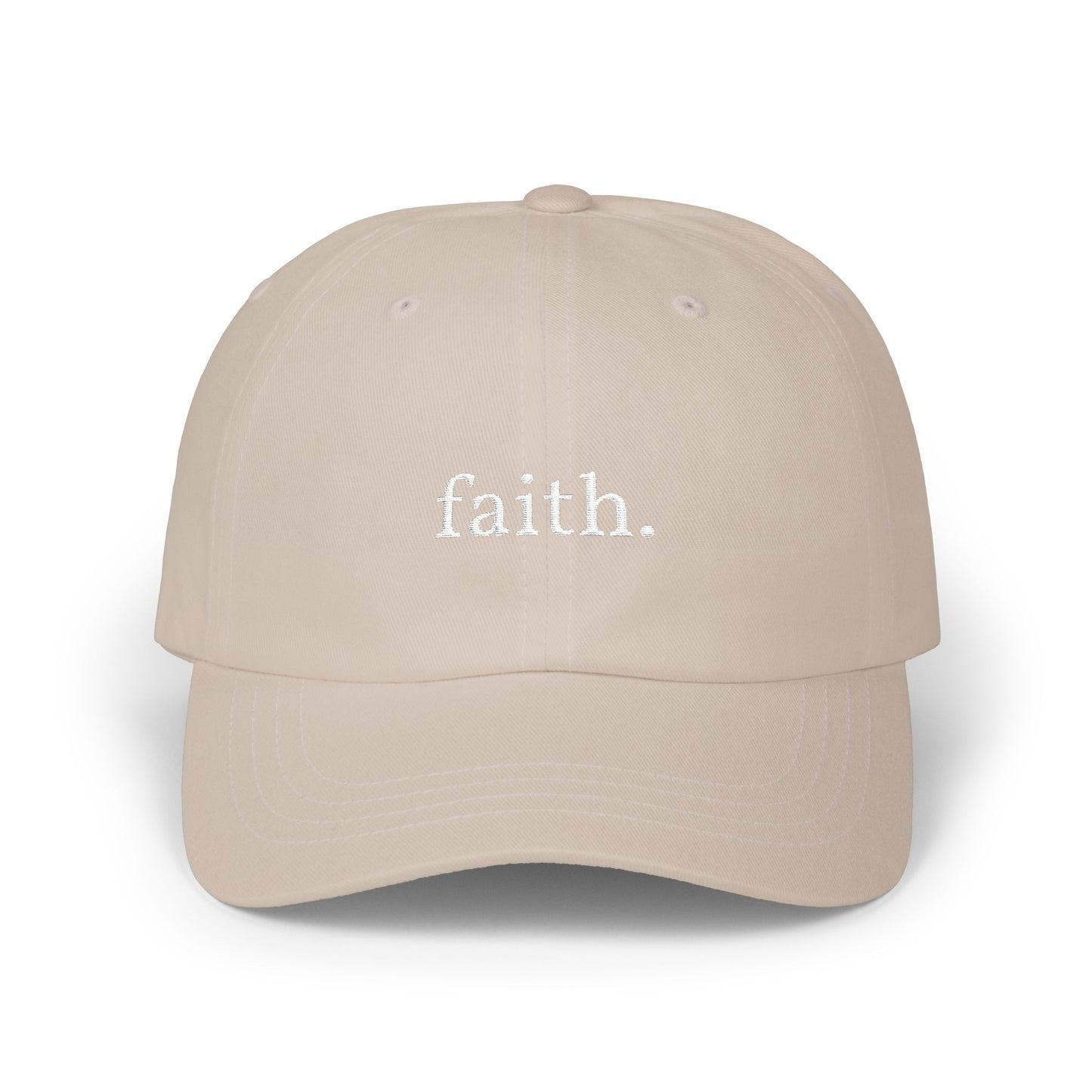 Faith Dad Cap — 'faith.' Front with Heb 11:1 Back Embroidered Baseball Hat