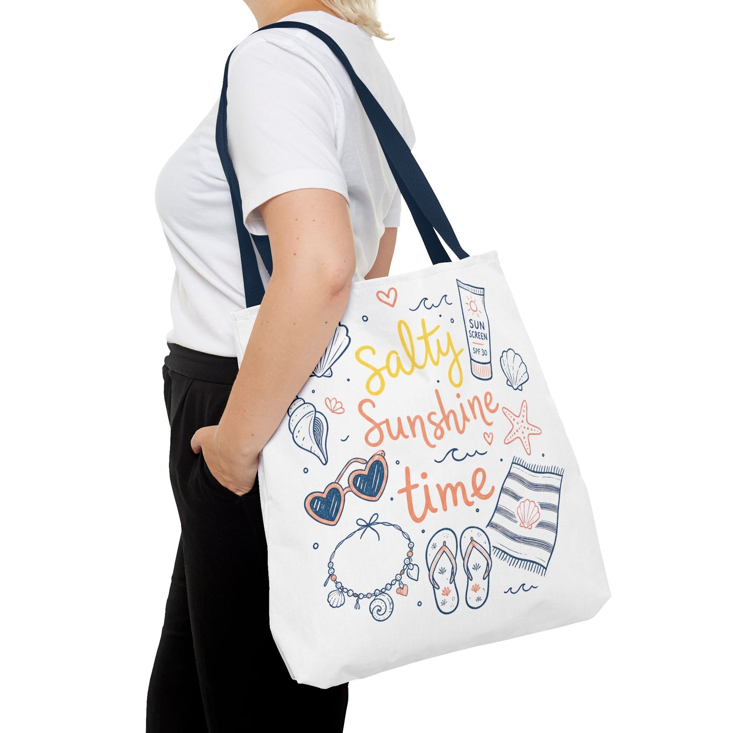 Beach Vibes Tote — "Salty Sunshine Time" Summer Beach Bag