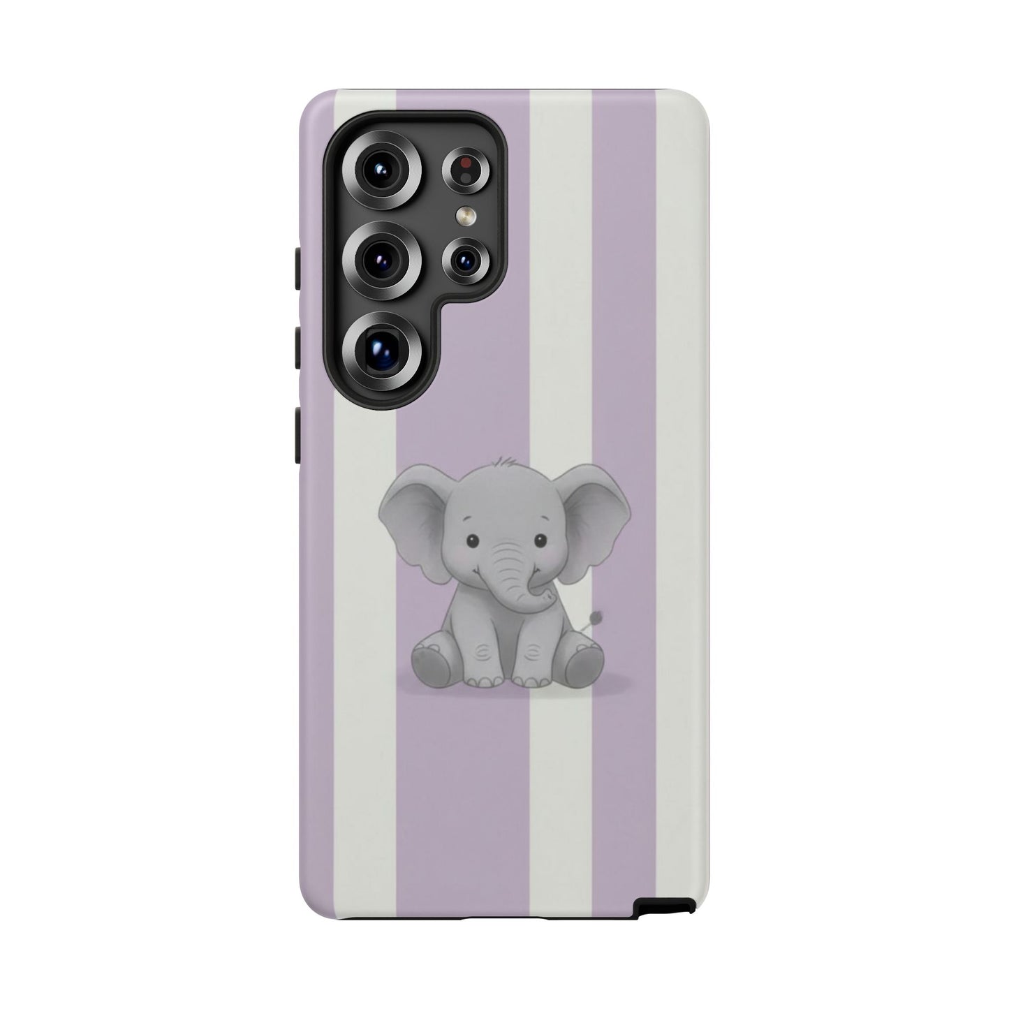 Baby Elephant Phone Case — Soft Purple Striped Protective Design Cover