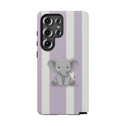 Baby Elephant Phone Case — Soft Purple Striped Protective Design Cover