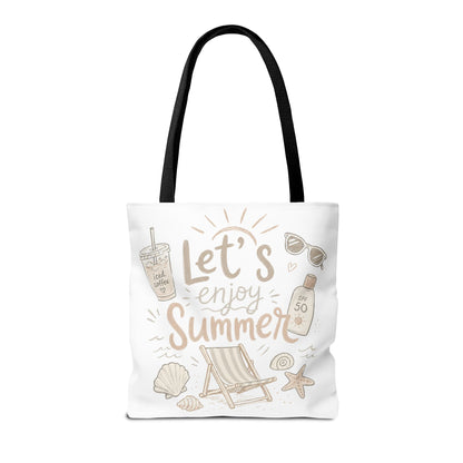 Let's Enjoy Summer Tote Bag — Beach Chair & Seashell Graphic