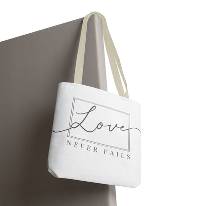 Love Never Fails Tote Bag