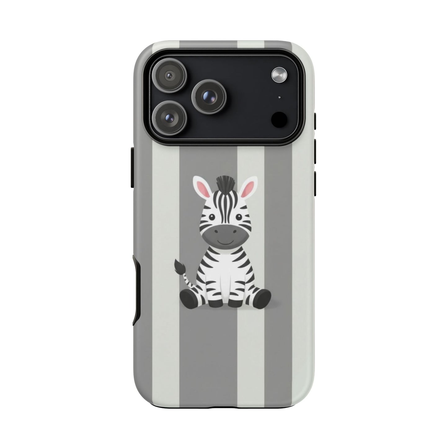 Baby Zebra Phone Case — Soft Grey Striped Protective Design Cover