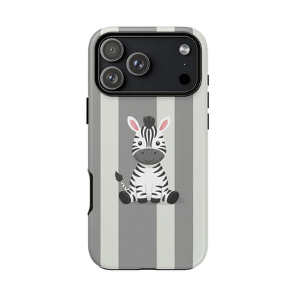 Baby Zebra Phone Case — Soft Grey Striped Protective Design Cover
