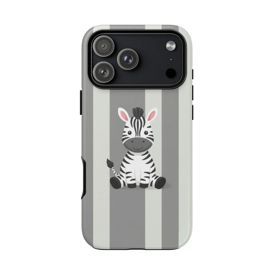 Baby Zebra Phone Case — Soft Grey Striped Protective Design Cover