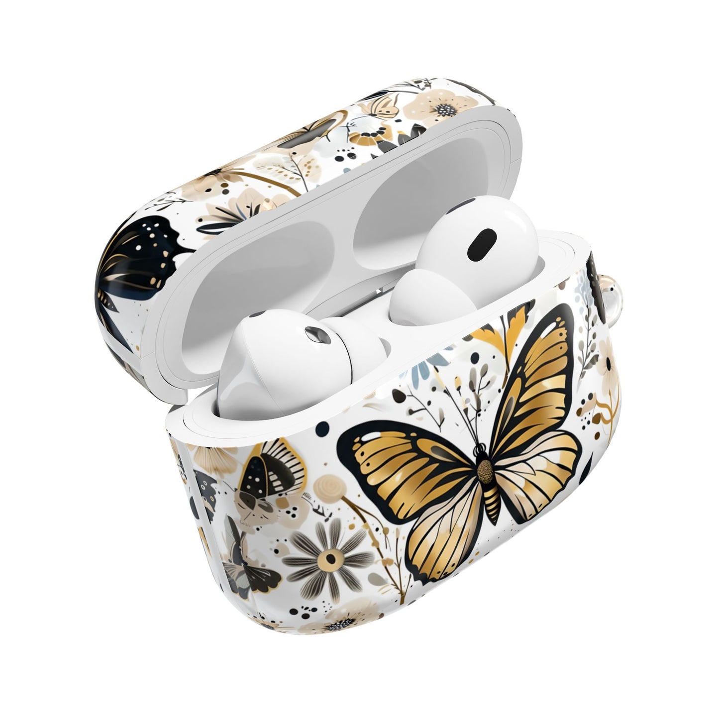 Gold & black Butterfly Floral AirPod Case — Decorative Charging Case