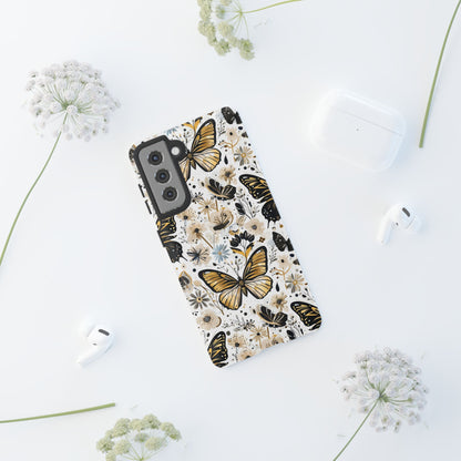 Black & Gold Butterfly Floral Phone Case - Seamless Pattern Design Cover