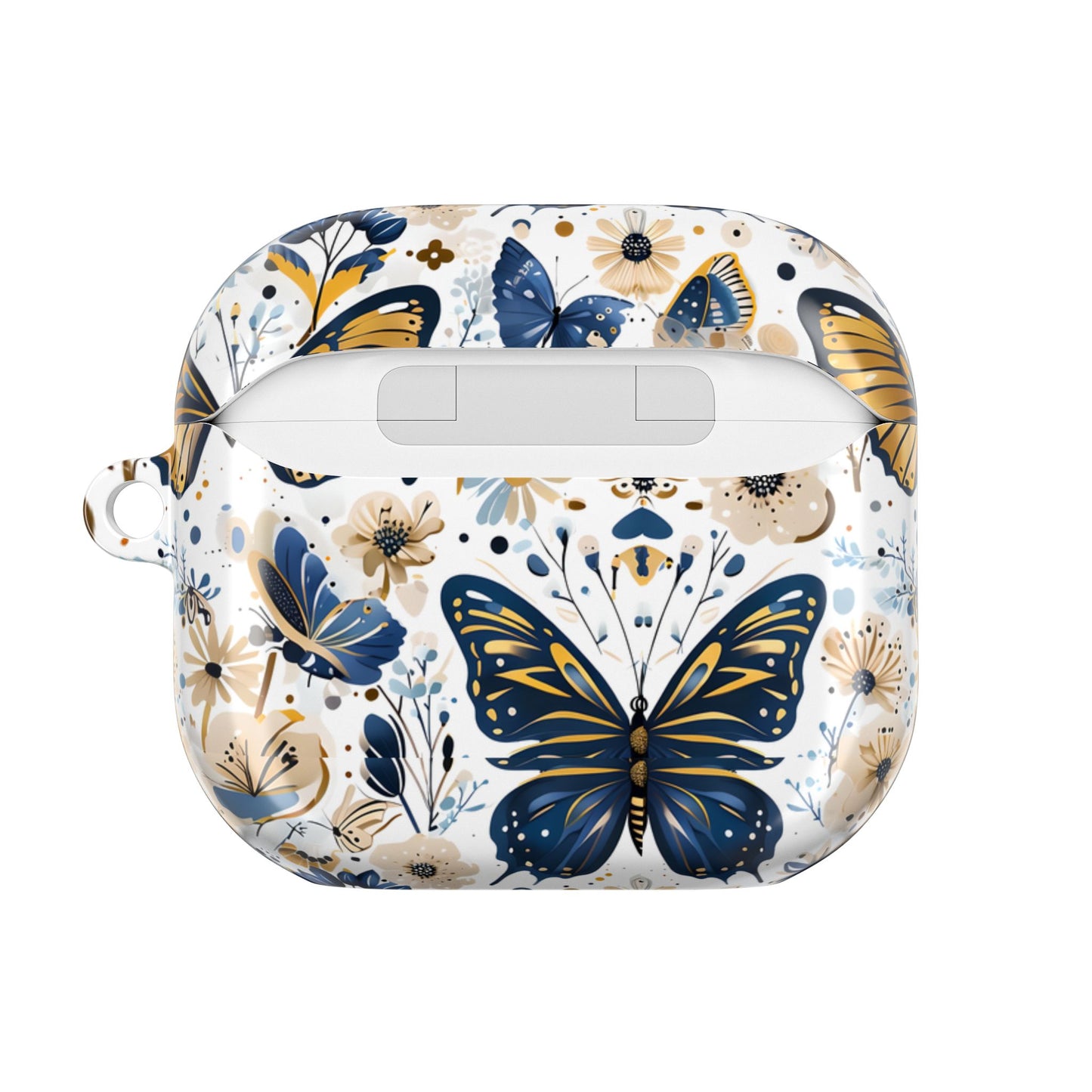 Gold & Navy Butterfly Floral AirPod Case — Decorative Charging Case
