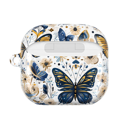Gold & Navy Butterfly Floral AirPod Case — Decorative Charging Case