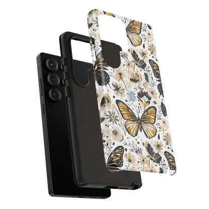 Black & Gold Butterfly Floral Phone Case - Seamless Pattern Design Cover
