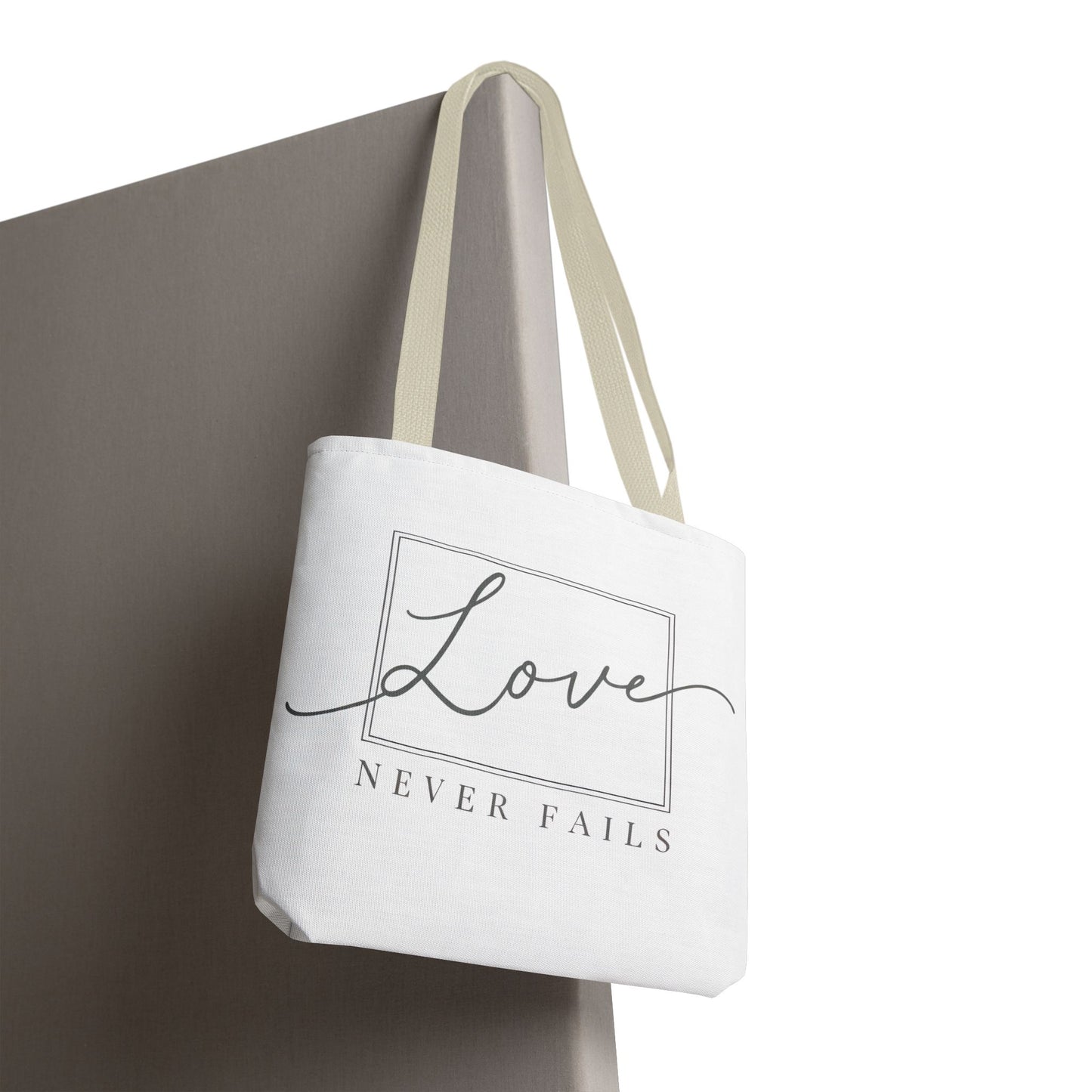 Love Never Fails Tote Bag