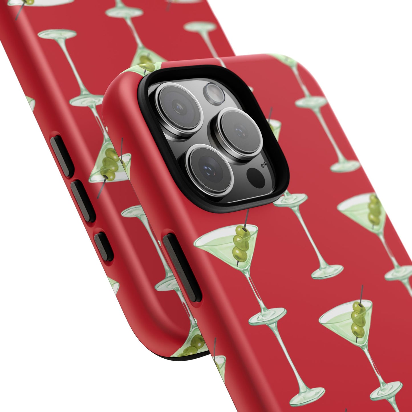Martini Pattern Tough Case — Dark Red Cocktail Phone Cover
