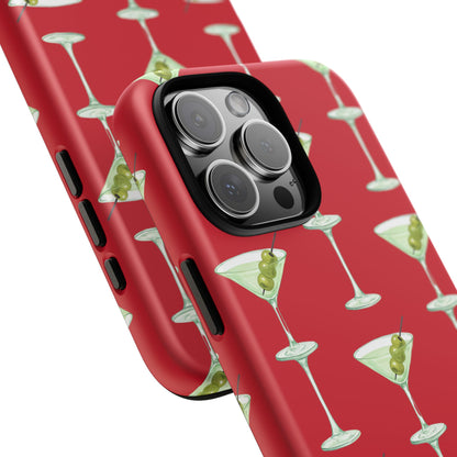 Martini Pattern Tough Case — Dark Red Cocktail Phone Cover