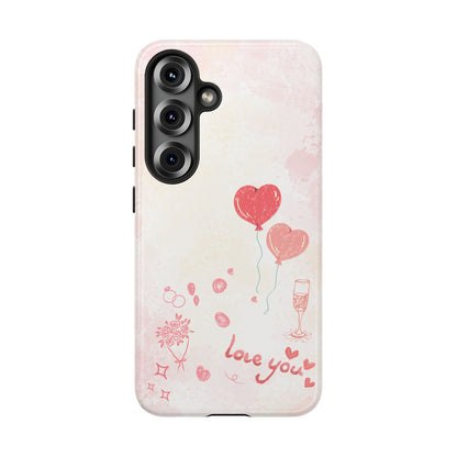 Valentine Heart Balloons Phone Case — "Love You" Romantic Protective Design Cover
