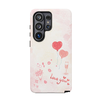 Valentine Heart Balloons Phone Case — "Love You" Romantic Protective Design Cover