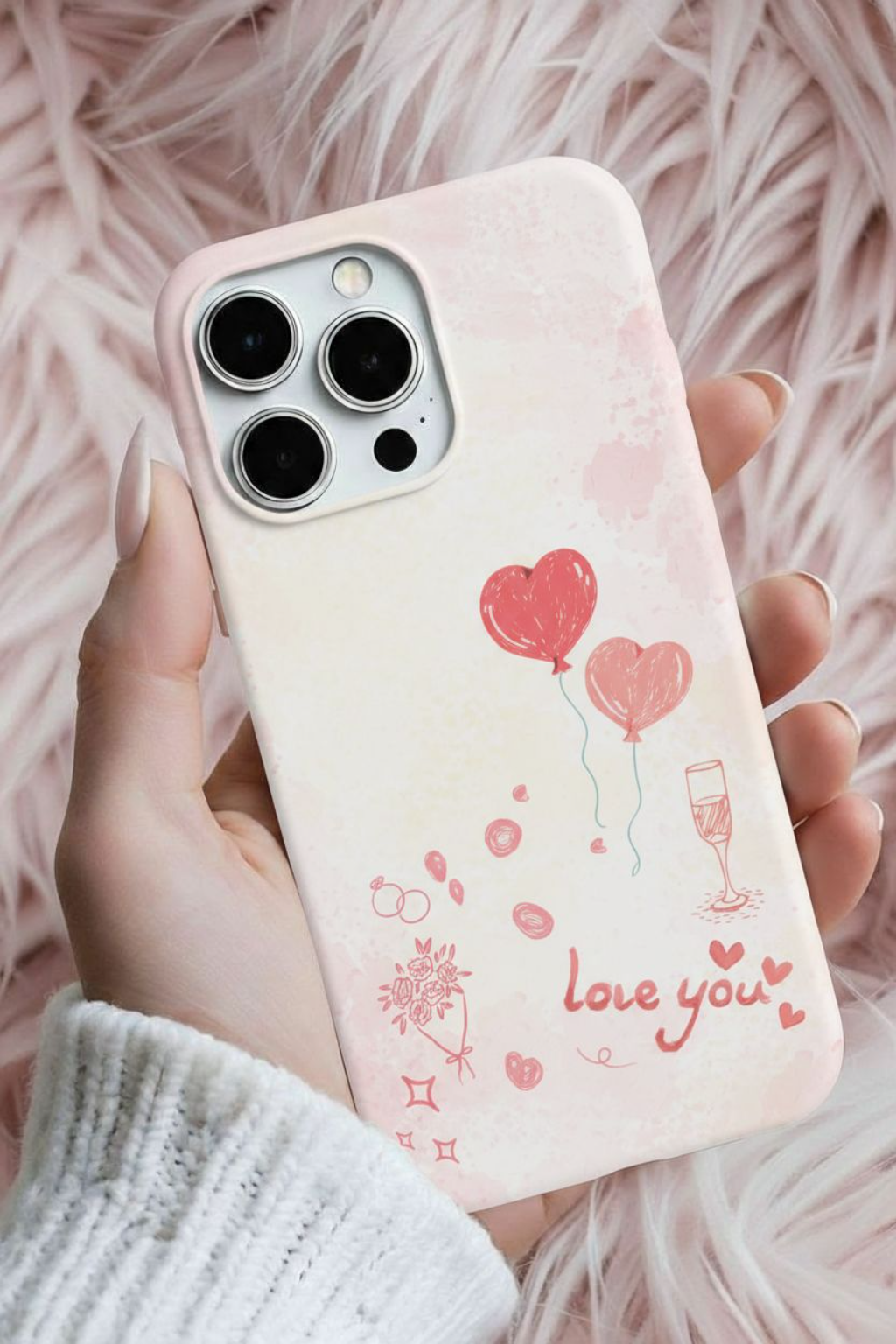 Valentine Heart Balloons Phone Case — "Love You" Romantic Protective Design Cover