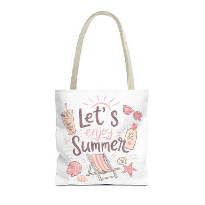 Let's Enjoy Summer Tote Bag — Beach Chair & Seashell Graphic