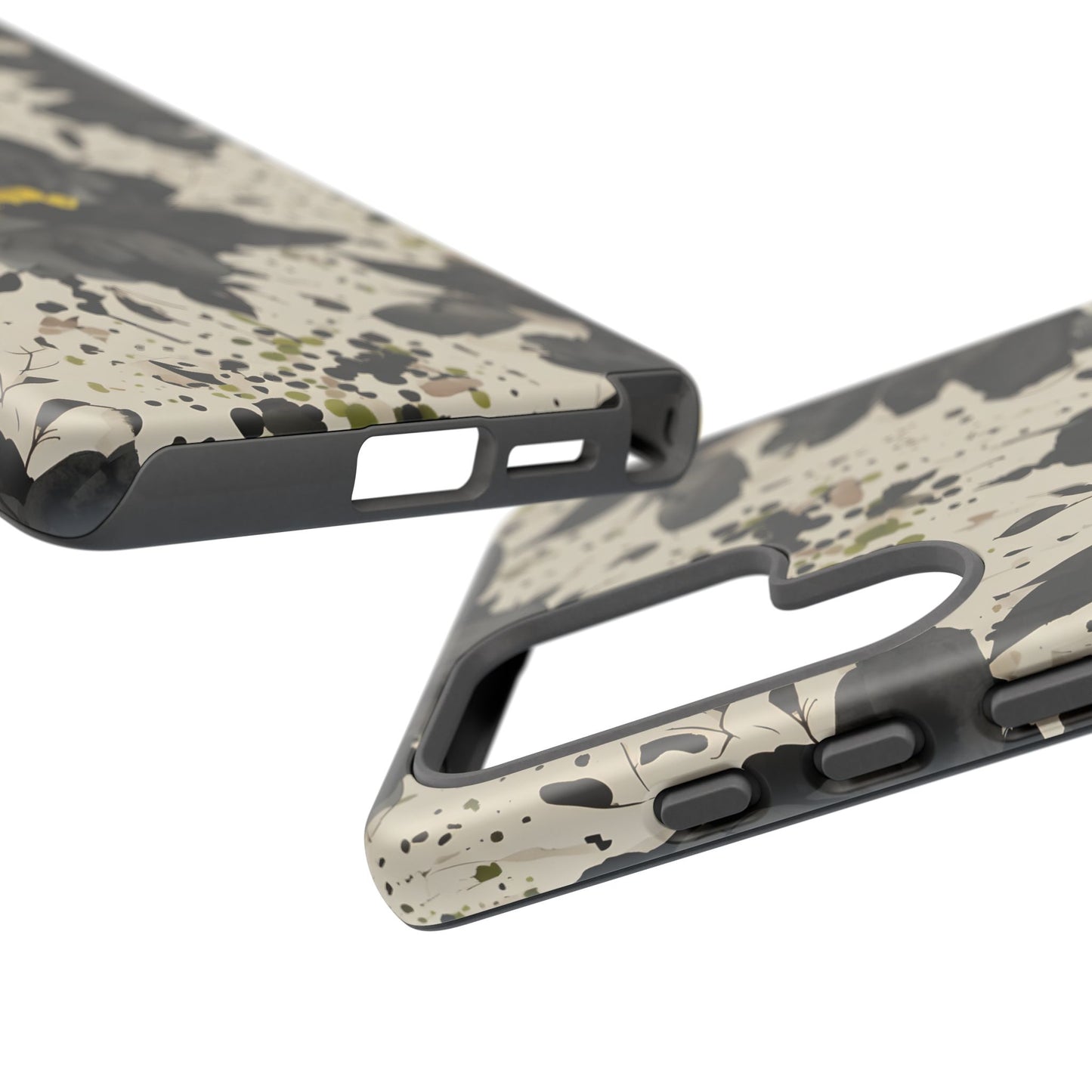 Black Watercolor Floral Phone Case — Seamless Pastel Flower Protective Design Cover