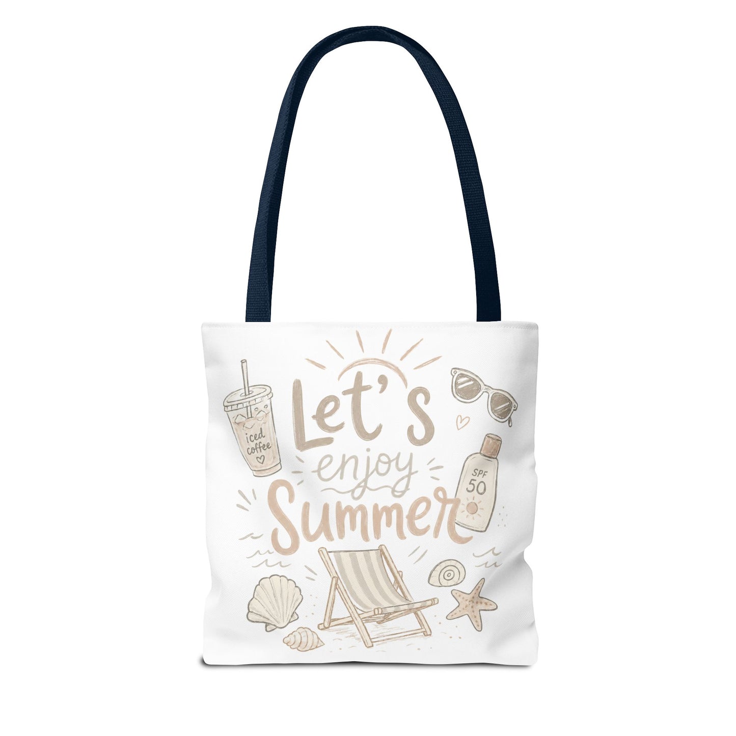 Let's Enjoy Summer Tote Bag — Beach Chair & Seashell Graphic