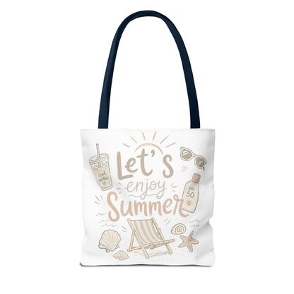 Let's Enjoy Summer Tote Bag — Beach Chair & Seashell Graphic