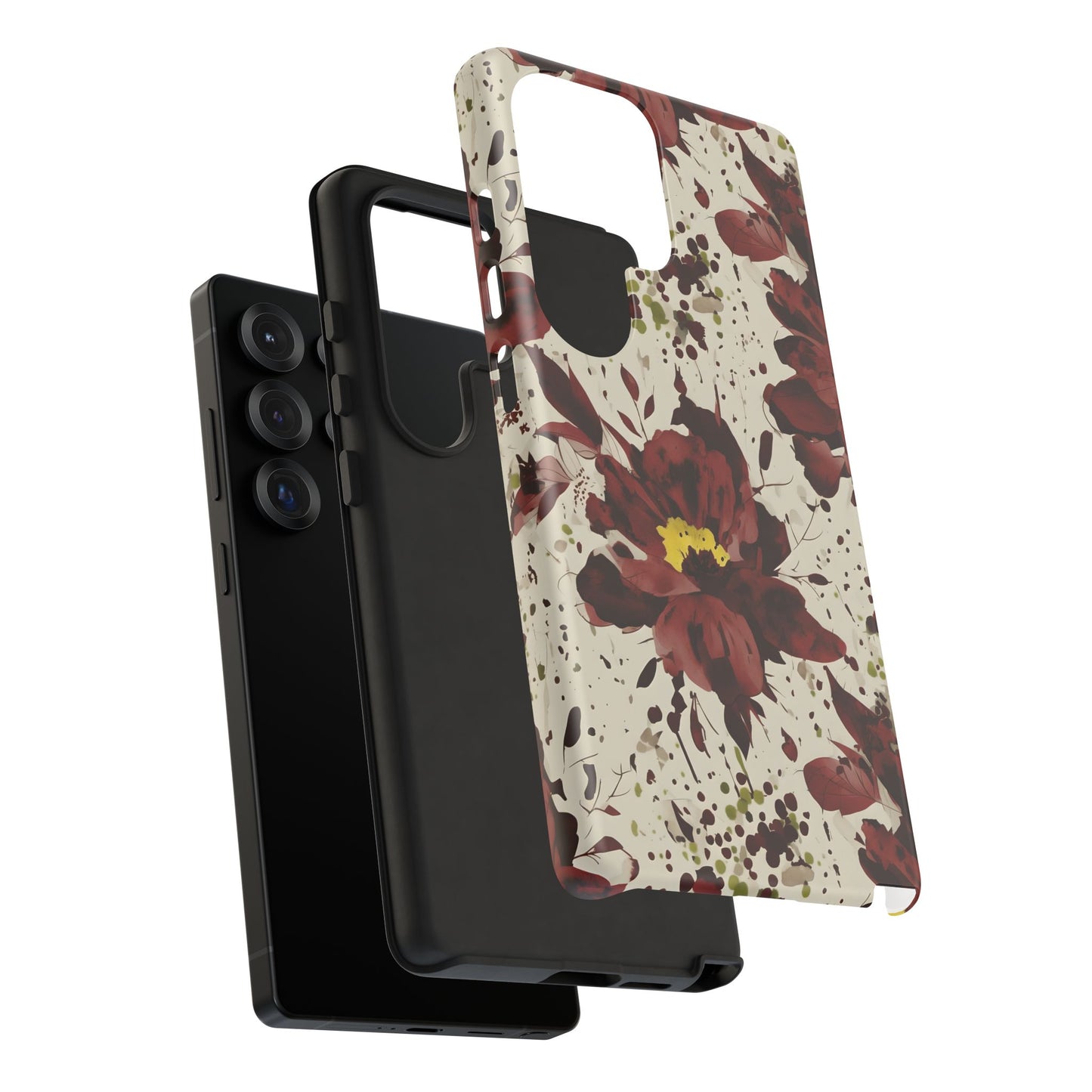 Royral Red Watercolor Floral Phone Case — Seamless Pastel Flower Protective Design Cover