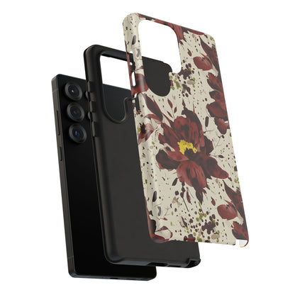 Royral Red Watercolor Floral Phone Case — Seamless Pastel Flower Protective Design Cover