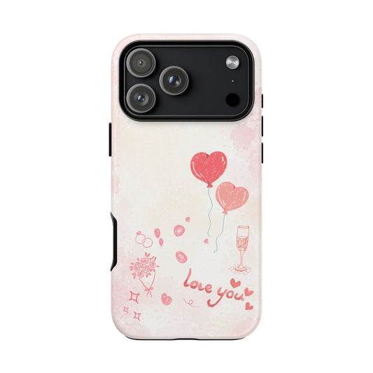 Valentine Heart Balloons Phone Case — "Love You" Romantic Protective Design Cover