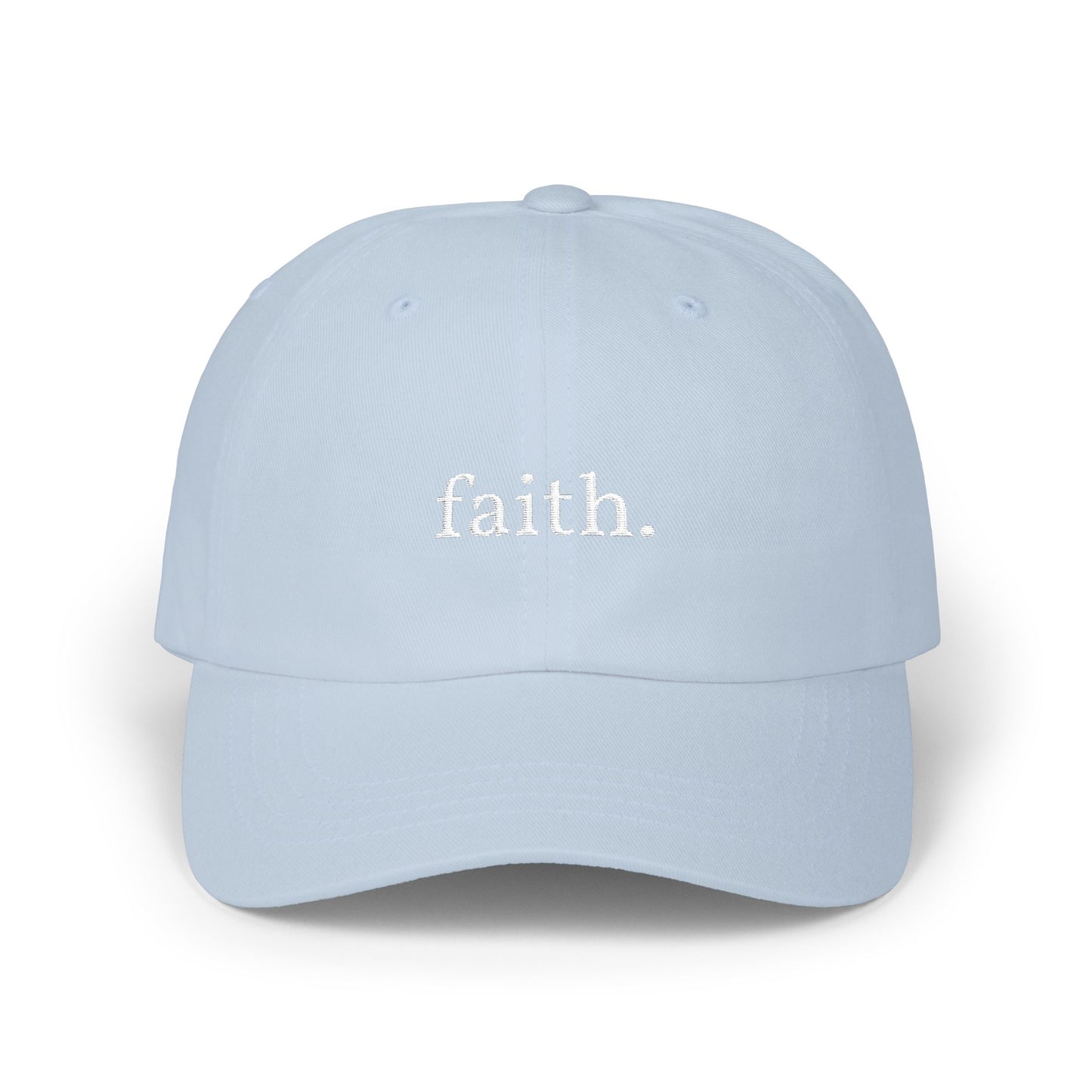 Faith Dad Cap — 'faith.' Front with Heb 11:1 Back Embroidered Baseball Hat
