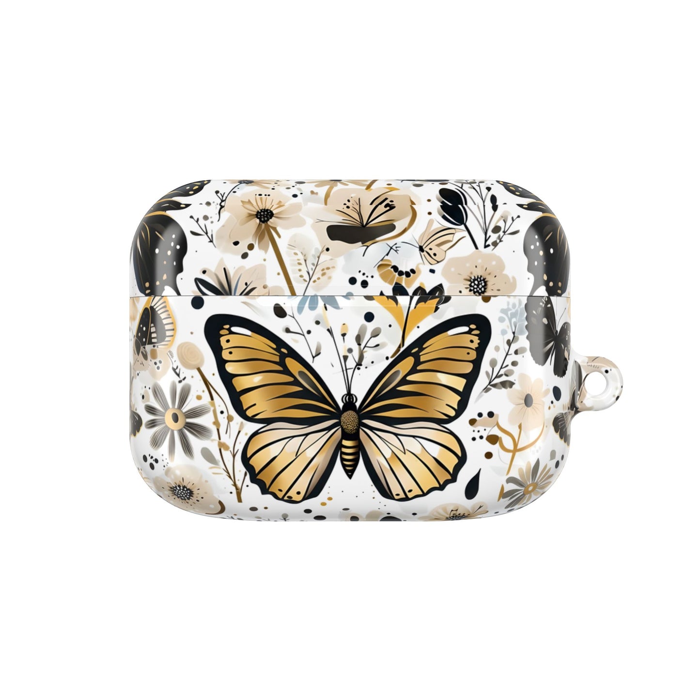Gold & black Butterfly Floral AirPod Case — Decorative Charging Case