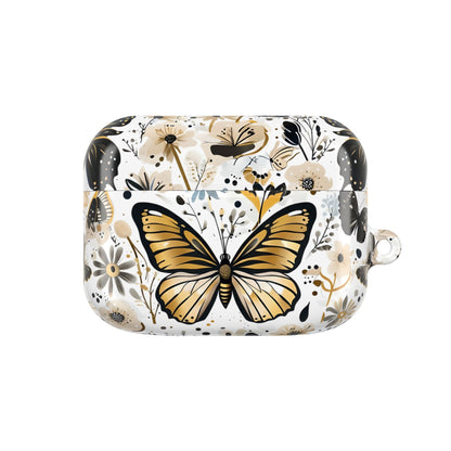 Gold & black Butterfly Floral AirPod Case — Decorative Charging Case