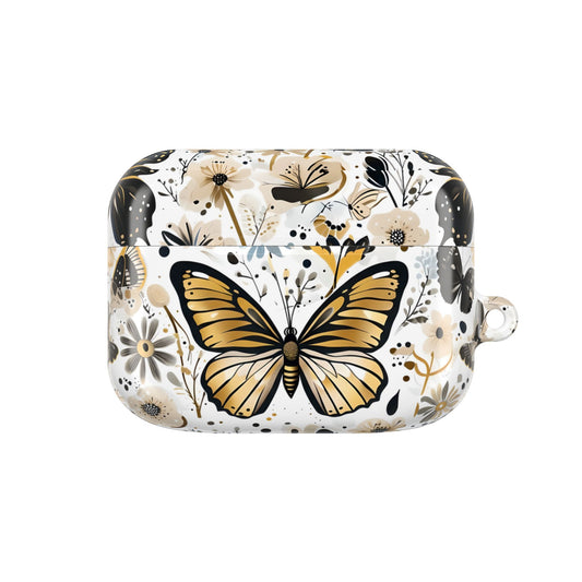 Gold & black Butterfly Floral AirPod Case — Decorative Charging Case