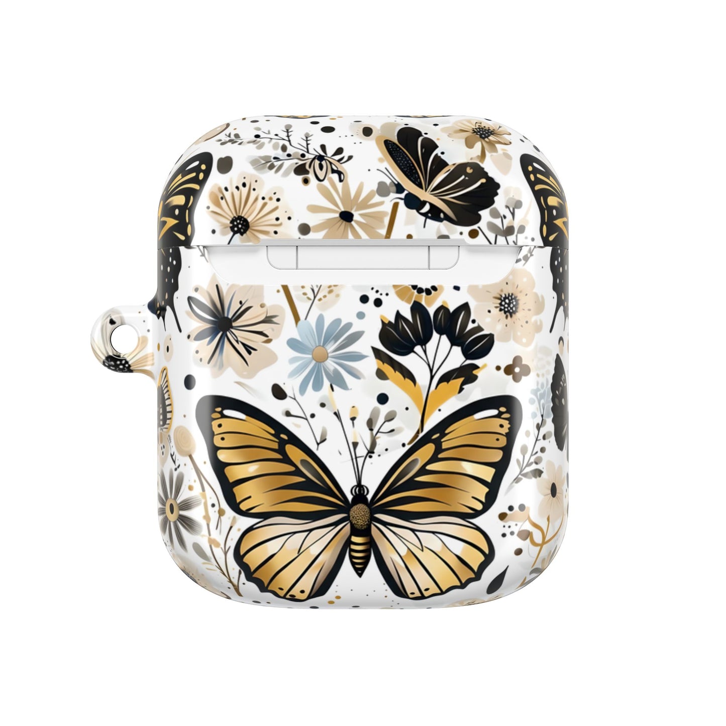 Gold & black Butterfly Floral AirPod Case — Decorative Charging Case