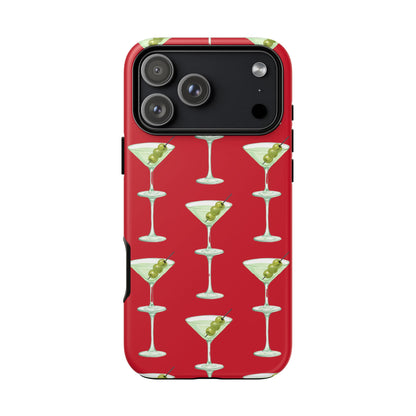 Martini Pattern Tough Case — Dark Red Cocktail Phone Cover