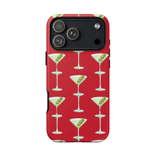 Martini Pattern Tough Case — Dark Red Cocktail Phone Cover