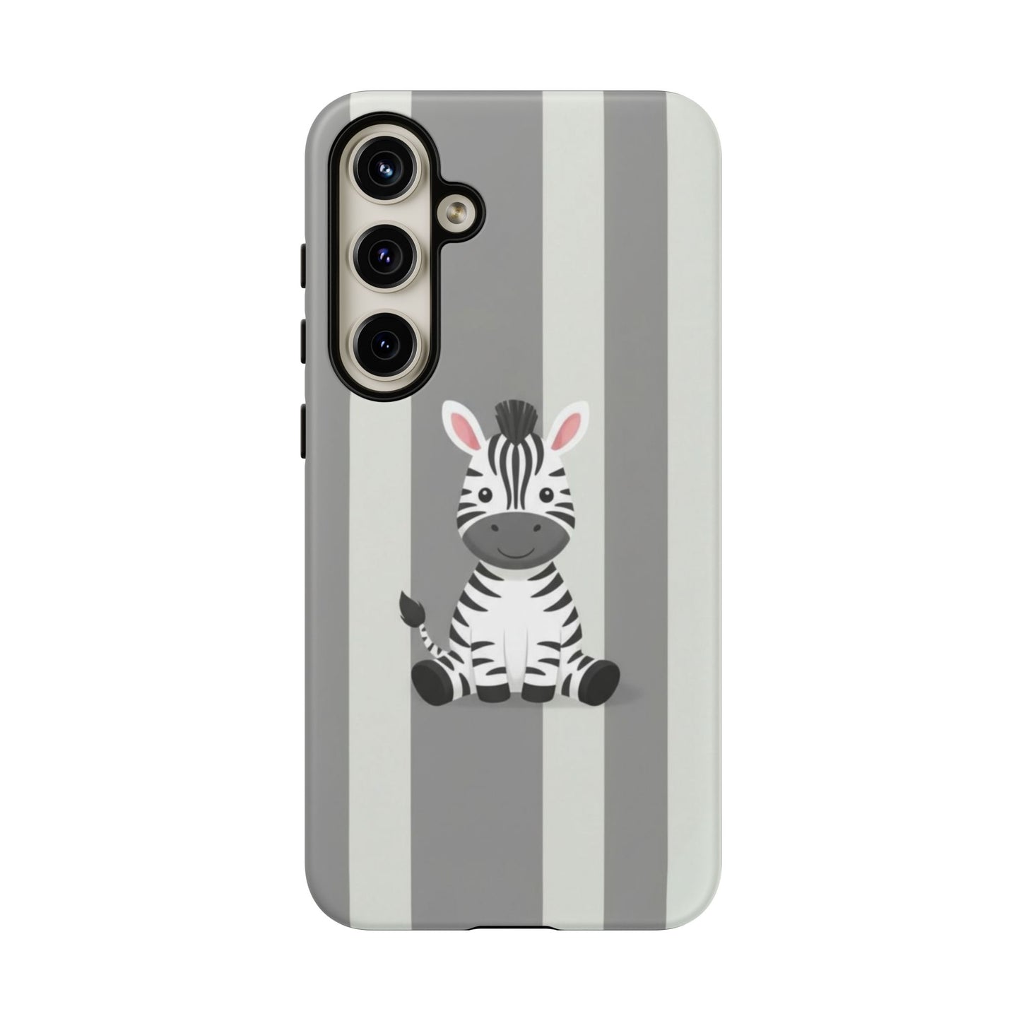 Baby Zebra Phone Case — Soft Grey Striped Protective Design Cover