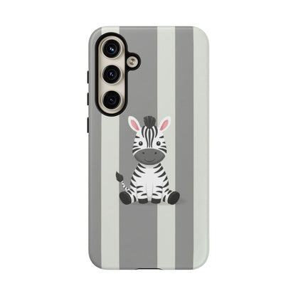 Baby Zebra Phone Case — Soft Grey Striped Protective Design Cover