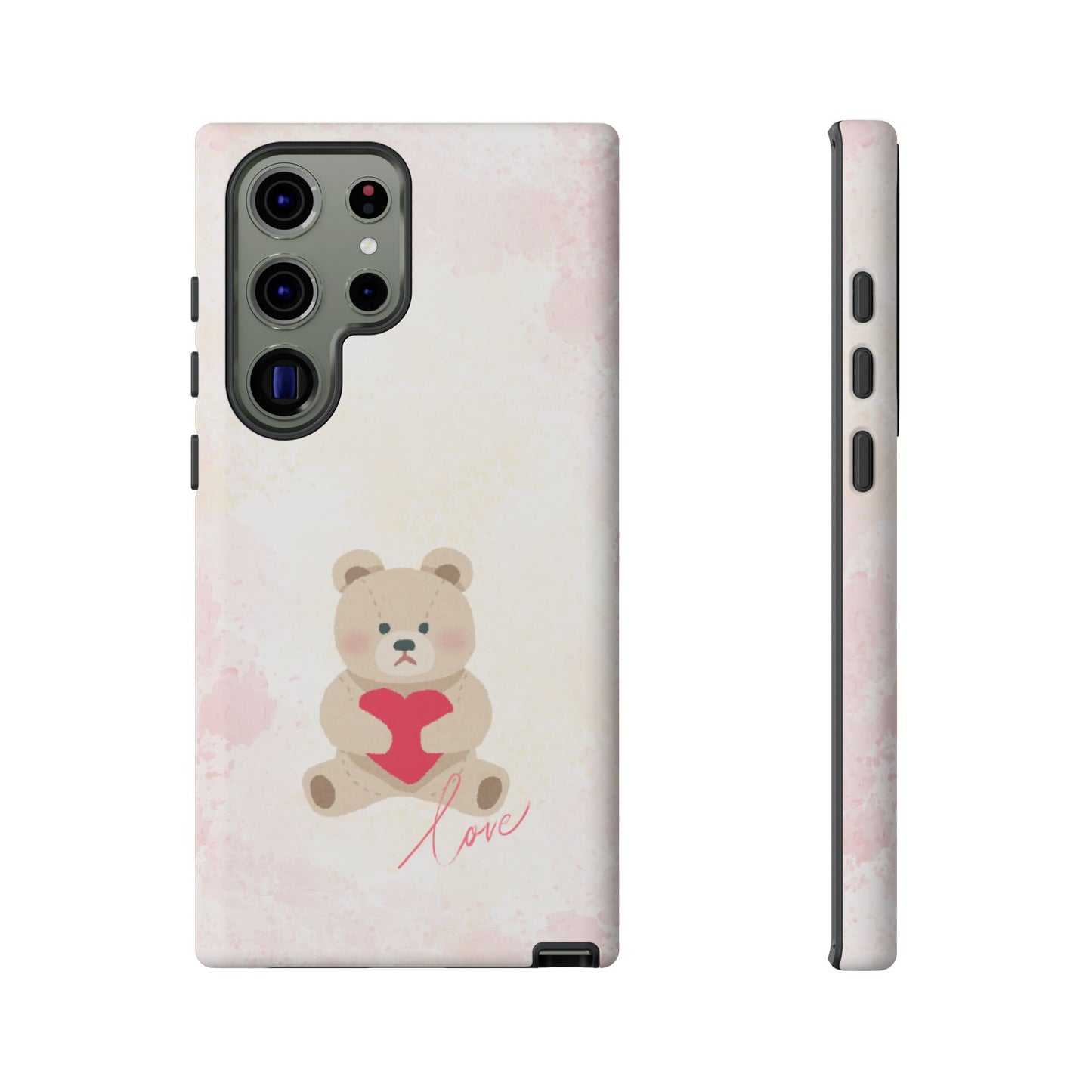 Teddy Bear Heart Phone Case – 'Love' Pastel Protective Design Cover