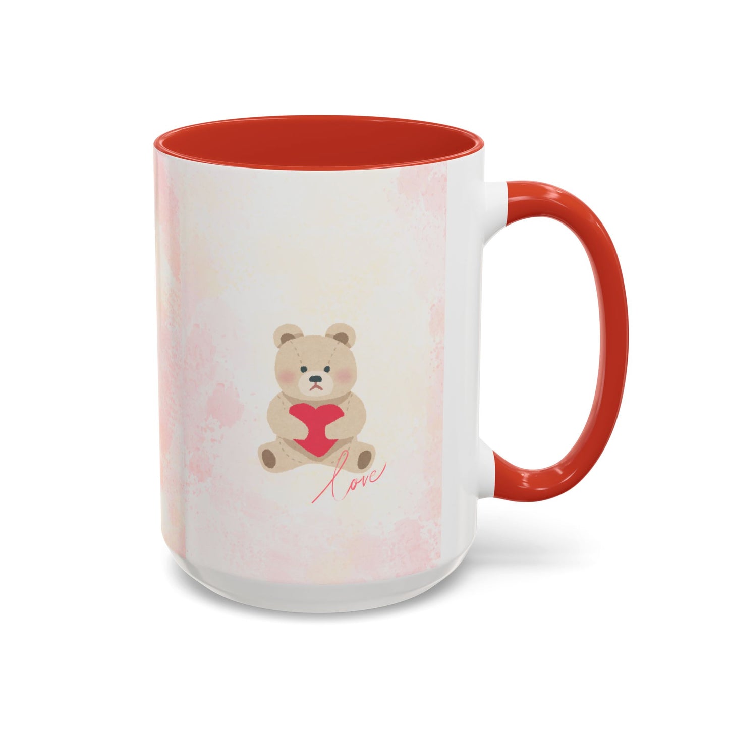 Pink Teddy Bear Heart Accent Coffee Mug (11/15oz)