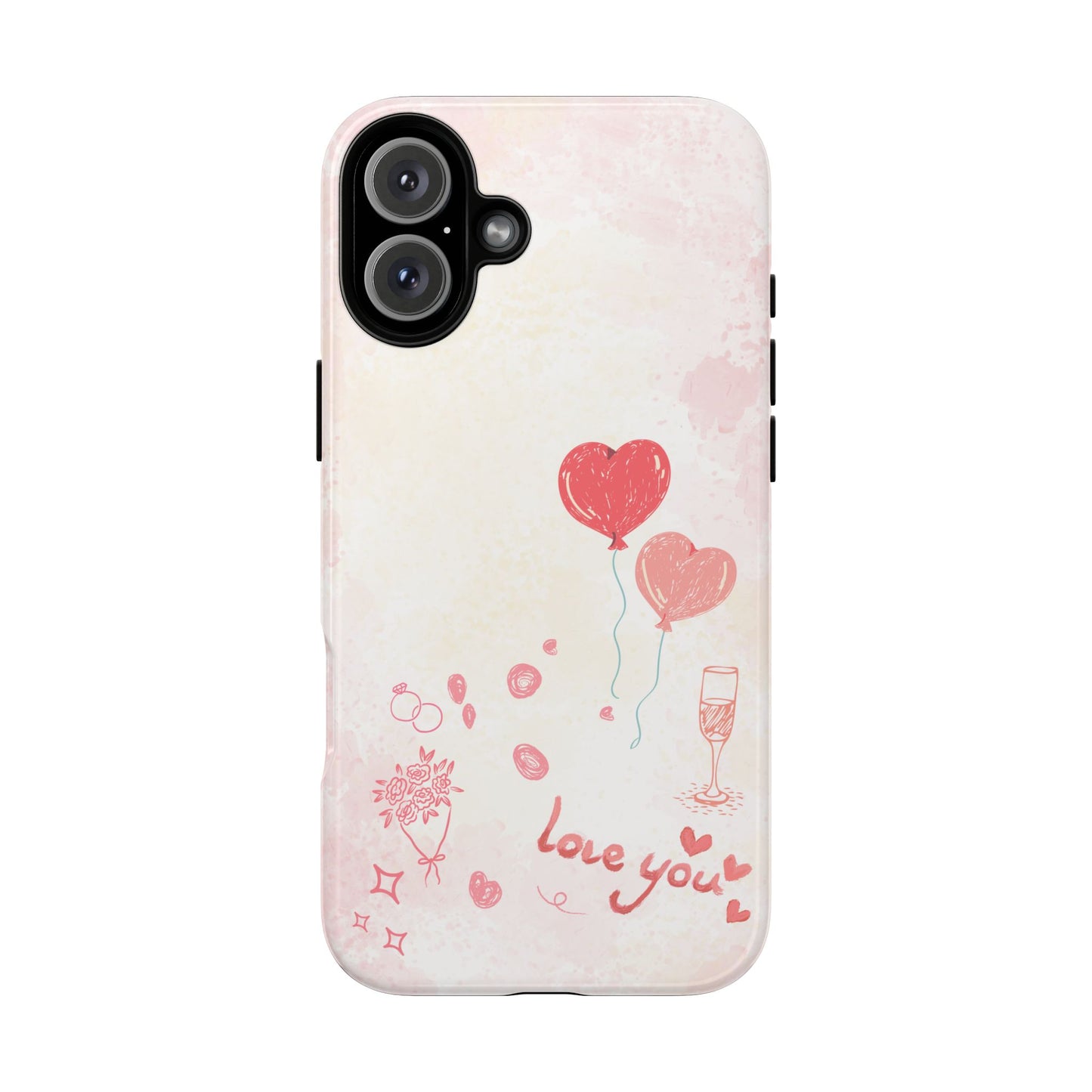 Valentine Heart Balloons Phone Case — "Love You" Romantic Protective Design Cover