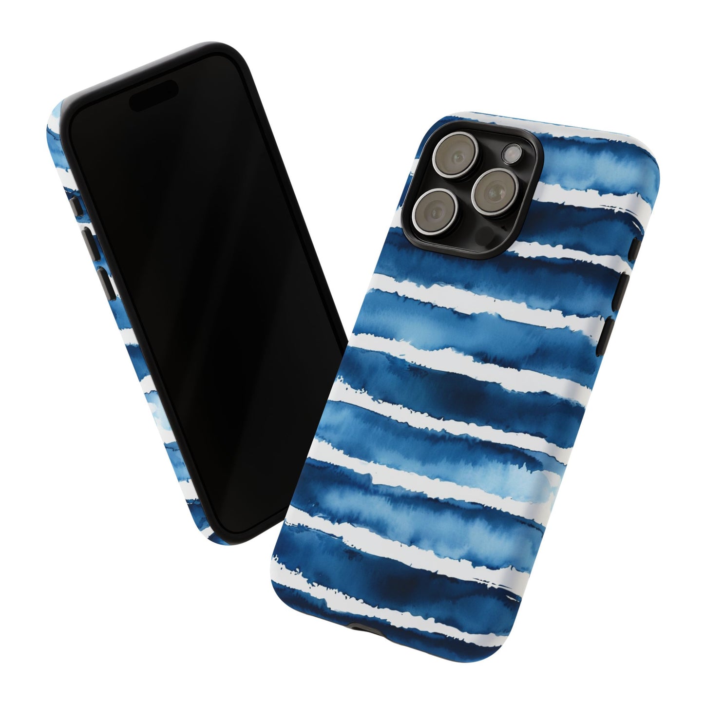 Blue & White Watercolor Stripe Tough Case