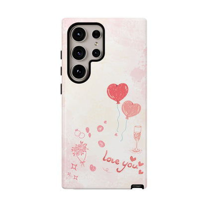 Valentine Heart Balloons Phone Case — "Love You" Romantic Protective Design Cover