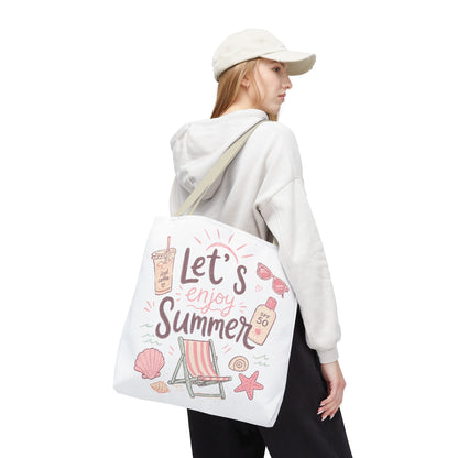 Let's Enjoy Summer Tote Bag — Beach Chair & Seashell Graphic